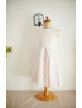 Ivory Lace Pink Lining Boho Flower Girl Dress